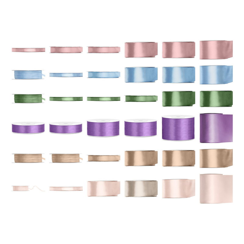 Satinbandspaket – Scrapbooking pastell – Maxi – 36 rullar – hela paketet