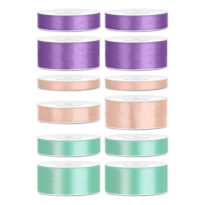 Satinbandspaket – Macaronaskar – 12 rullar – hela paketet