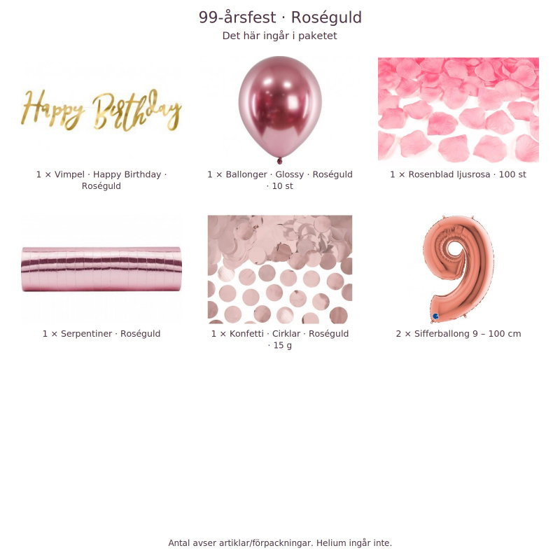 99-års festpaket, Roséguld, Stor – innehåll och antal förpackningar