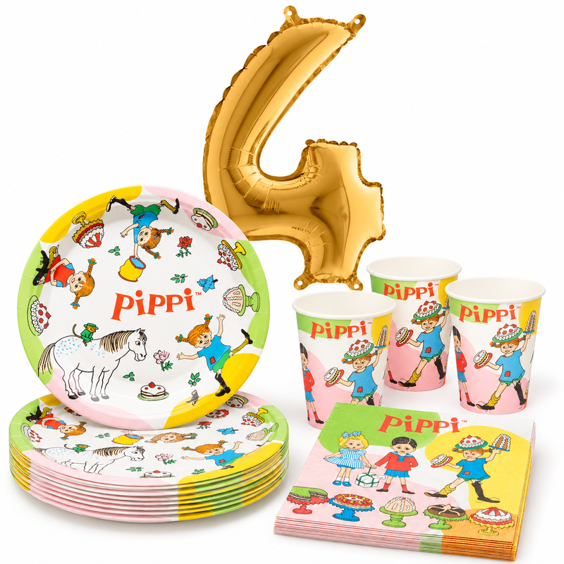 4-årskalas, Pippi Långstrump, kalaspaket, 8 gäster – paketets innehåll