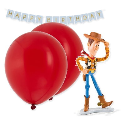 Toy Story, dekorationspaket med Woody och ballonger – paketets samlade innehåll