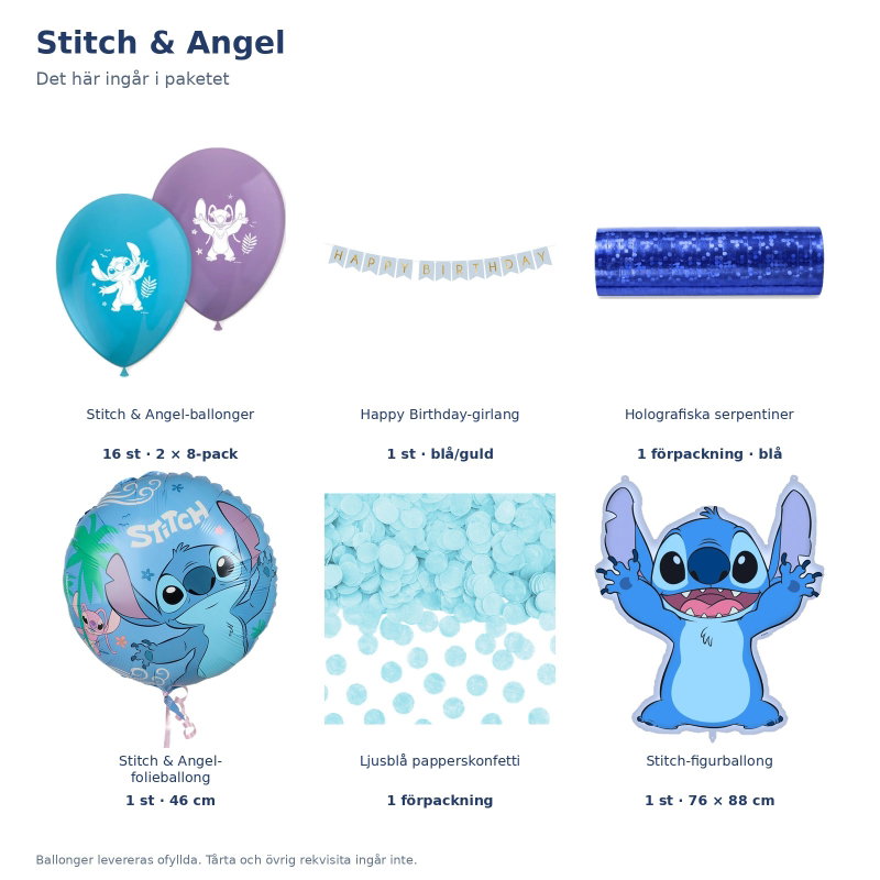 Stitch & Angel – dekorationspaket Stort – innehåll och antal
