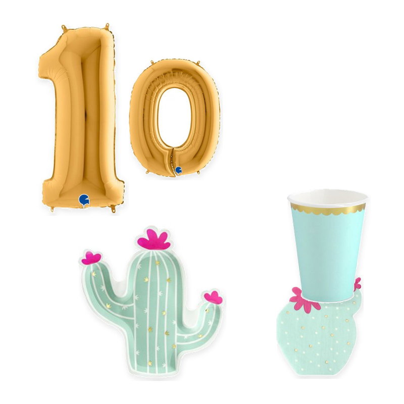 Llama & kaktus – 10-årskalas – kalaspaket för 6 gäster