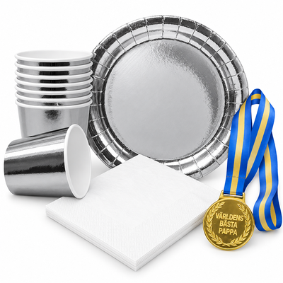 Farsdagsfrukost – silverdukning och medalj till pappa – paketöversikt