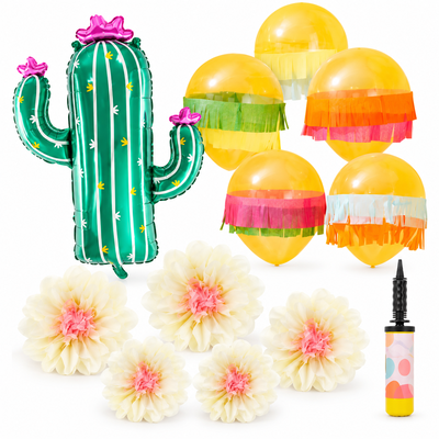 Fiestaportalen – kaktus och fem pappersblommor