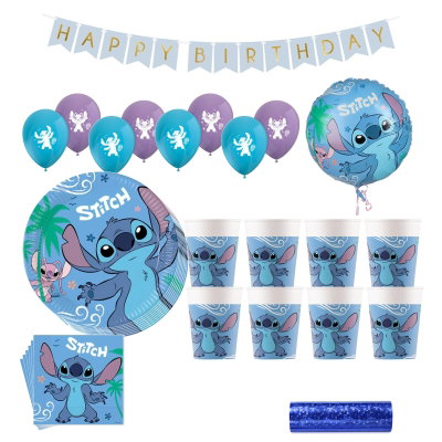 Stitch & Angel – kalaspaket med dekorationer för 8 gäster – paketets produkter