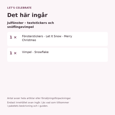 Innehåll och antal försäljningsförpackningar.