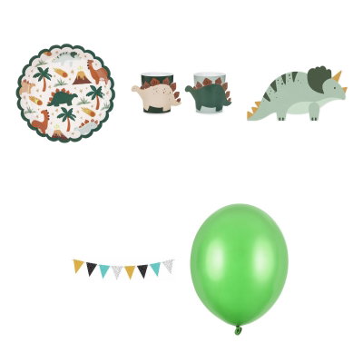 Dinosauriekalas, kalaspaket, 6 gäster – översikt av ingående produkttyper