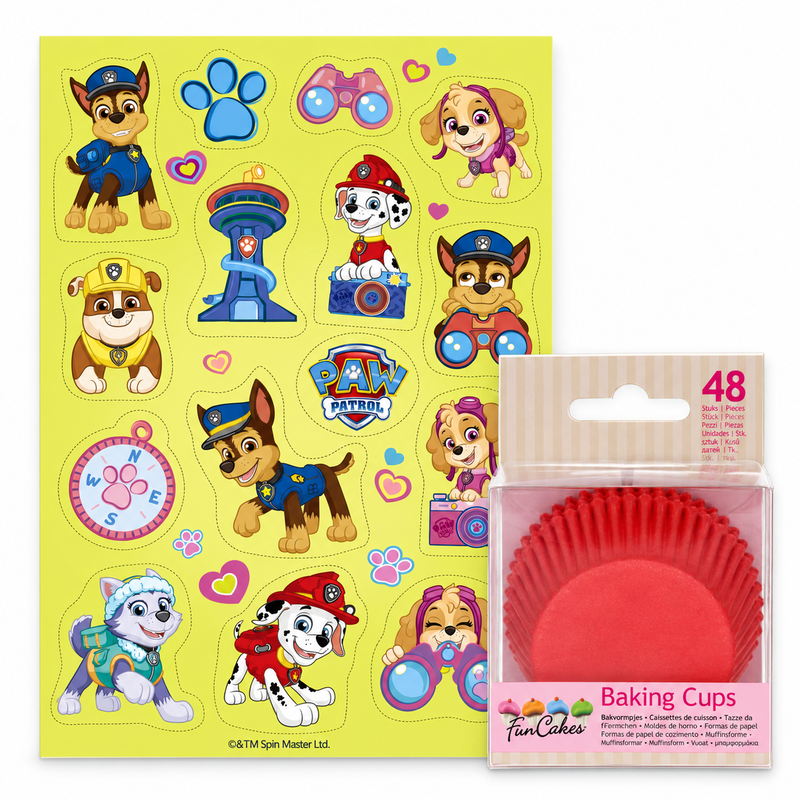 Paw Patrol – muffinspaket med minibilder – för 15 muffins – samlad paketbild