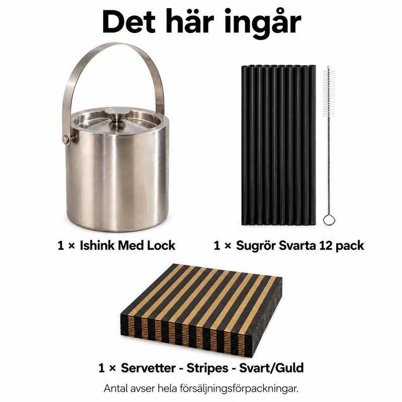 Is och sugrör redo – självservering för tolv – innehåll och antal försäljningsförpackningar