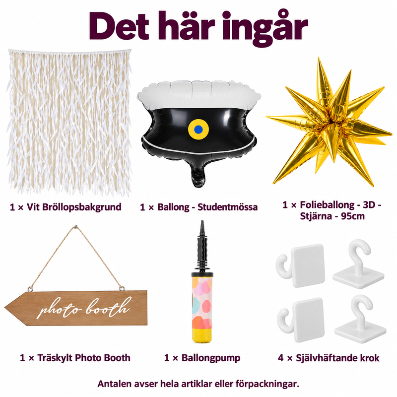 Det här ingår i Studentens lilla porträttfond – mössa, stjärna och vita blad