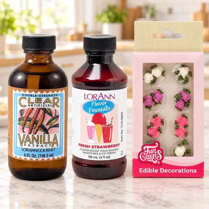 Miljöbild: Vaniljmarängnästen med jordgubbsyoghurt och ros
