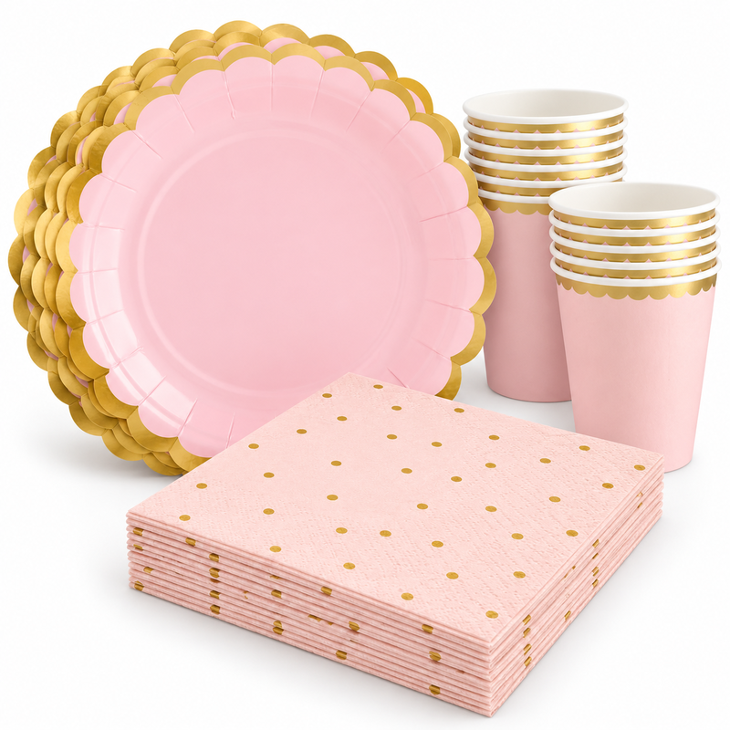 Dop – rosa och guld – kompletteringspaket, 12 extra gäster