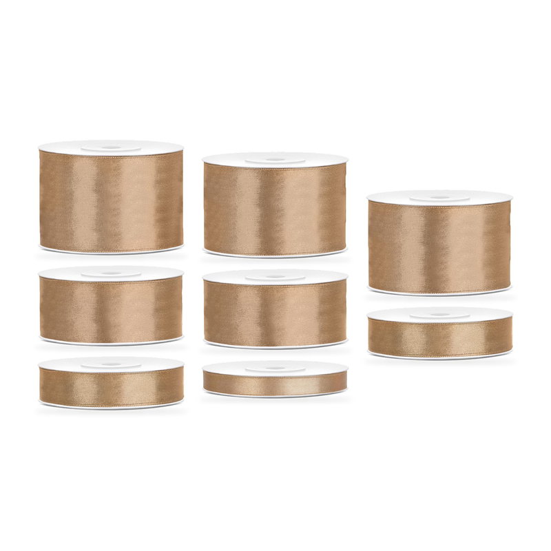 Satinbandspaket – Ljus Guld – 8 rullar – hela paketet