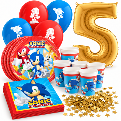 5-årskalas, Sonic, kalaspaket, 8 gäster – samlat paketinnehåll