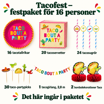 Tacofest – festpaket för 16 personer – innehåll och antal