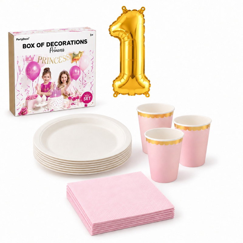 1-årskalas, Prinsesskalas, kalaspaket, 6 gäster – paketets produkter