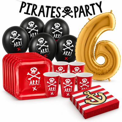 6-årskalas, Piratkalas, kalaspaket, 6 gäster – samlat paketinnehåll