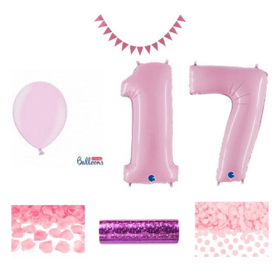 17-års festpaket, Rosa, Stor – sammansatt produktbild