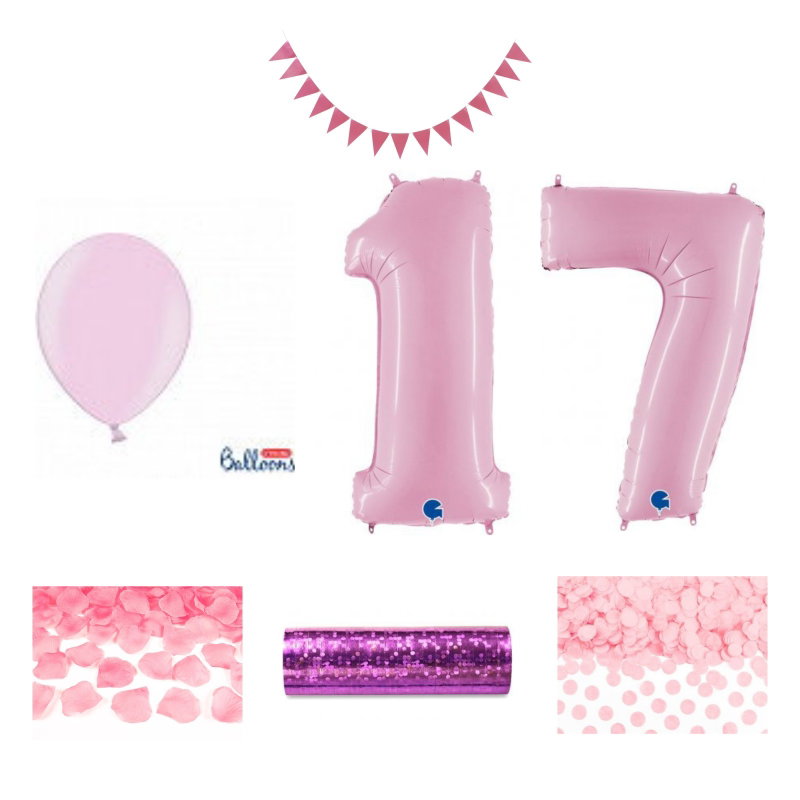 17-års festpaket, Rosa, Stor – sammansatt produktbild