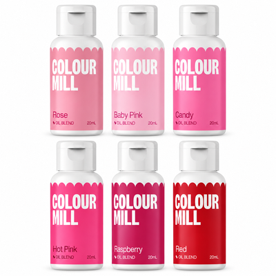 Rosa nyanser, 6 flaskor Colour Mill Oil Blend à 20 ml