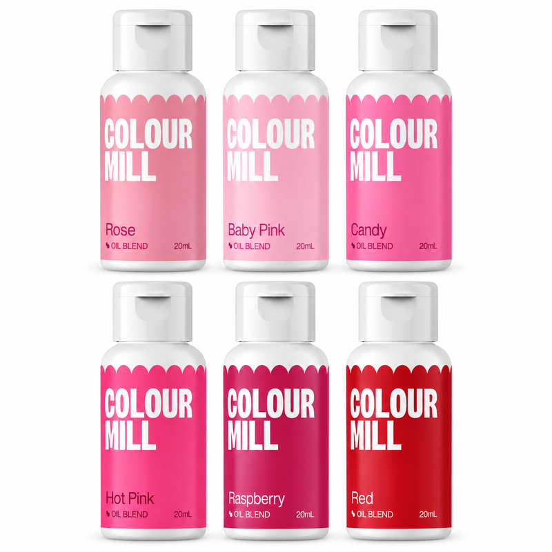 Rosa nyanser, 6 flaskor Colour Mill Oil Blend à 20 ml