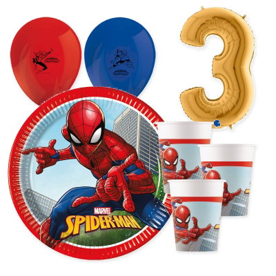3-årskalas, Spiderman, kalaspaket, 8 gäster – samlad paketbild