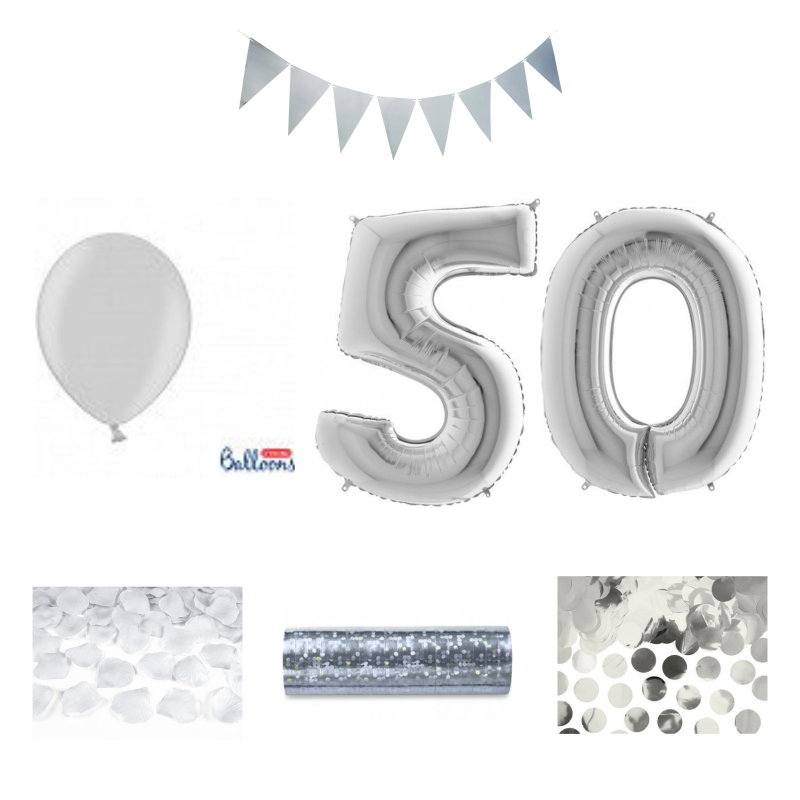 50-års festpaket, Silver, Stor – sammansatt produktbild