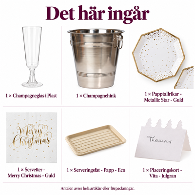 Det här ingår i Kallglögg och julmingel för åtta – bubbelglas och plockbord