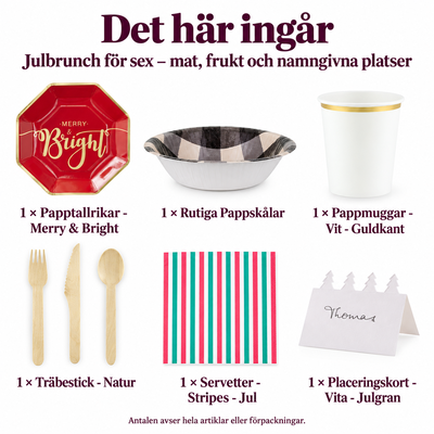 Det här ingår i Julbrunch för sex – mat, frukt och namngivna platser