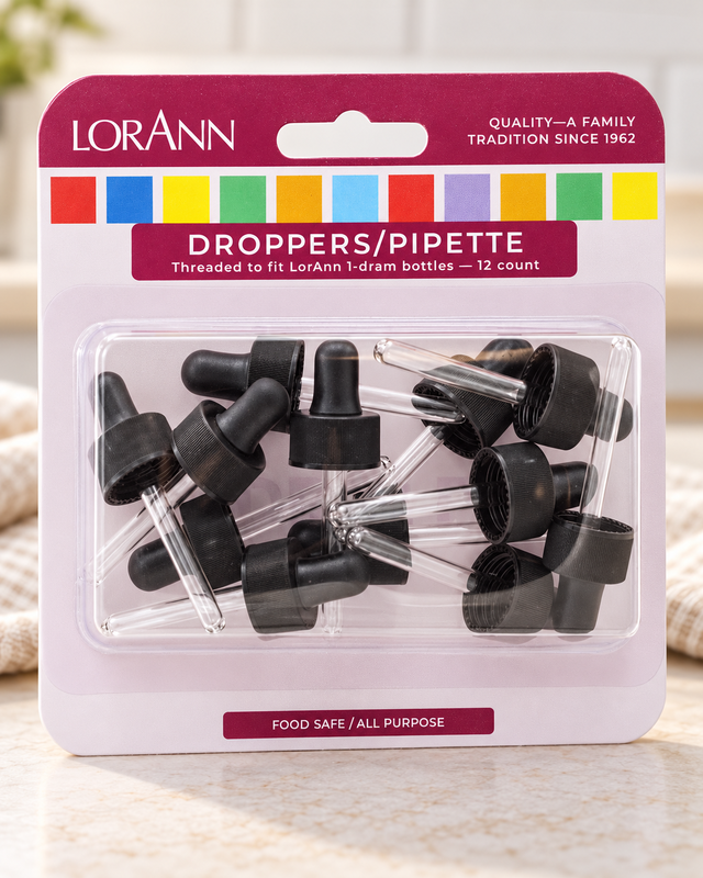LorAnn-pipetter med skruvlock, 12-pack, i bakmiljö
