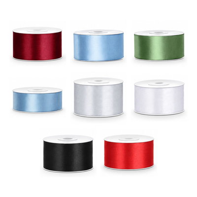 Satinbandspaket – Färgsortiment 38 mm – 8 rullar – hela paketet