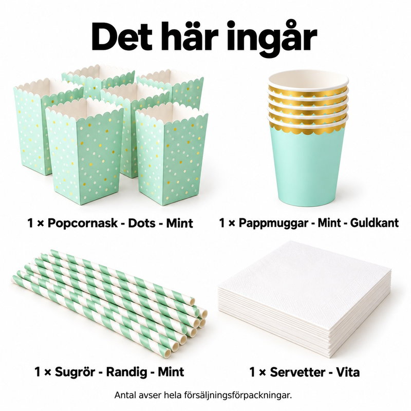 Filmkväll för sex – egna popcorn och kalla drycker – innehåll och antal försäljningsförpackningar