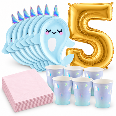 5-årskalas, Narwhal, kalaspaket, 6 gäster – samlat paketinnehåll