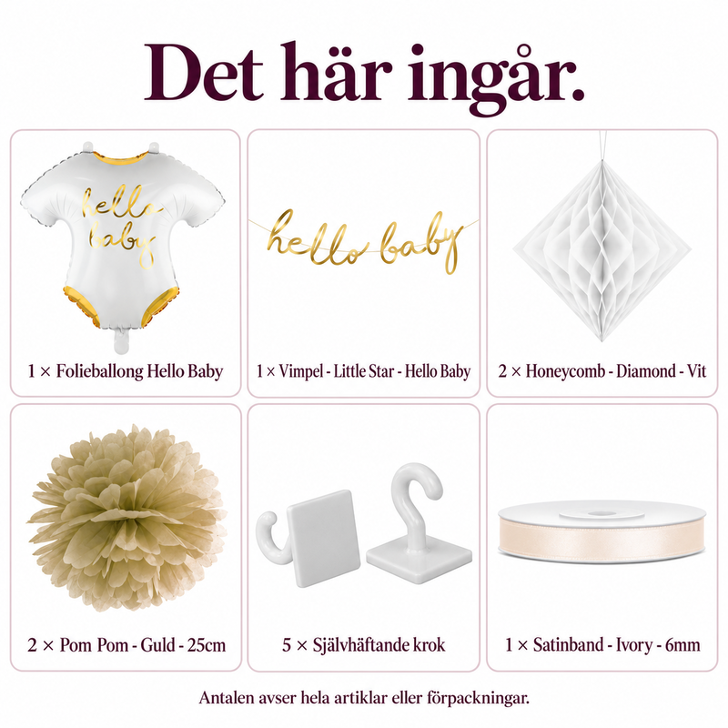 Hello Baby vid entrén – vit och guldig dörrinramning