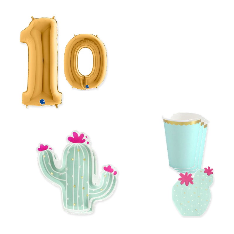 Llama & kaktus – 10-årskalas – kalaspaket för 6 gäster