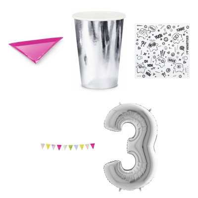 3-årskalas, Monsterkalas, kalaspaket, 6 gäster – översikt av ingående produkttyper