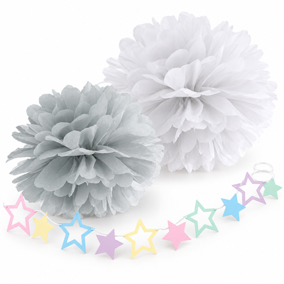 Babyshower och dop – bara dekorationer – pastell – samlat paketinnehåll