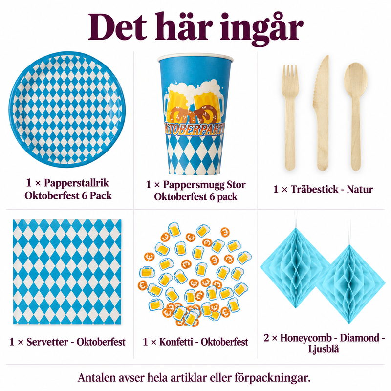 Det här ingår i Bayersk middag för sex – servis, bestick och bordsmitt