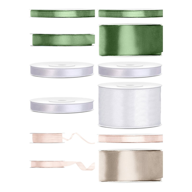 Satinbandspaket – Salvia babyshower – 12 rullar – hela paketet