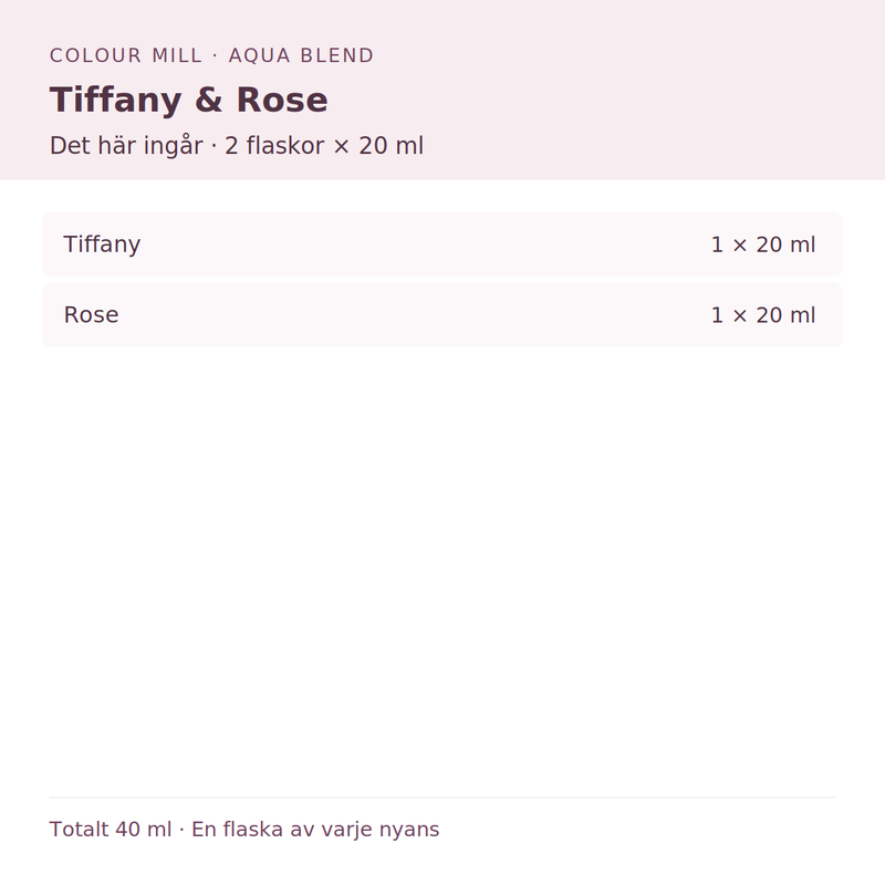 Paketinnehåll: 1 × Tiffany 20 ml, 1 × Rose 20 ml