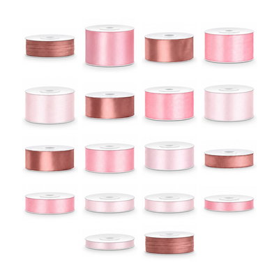 Satinbandspaket – Rosa festbord – Stor – 18 rullar – hela paketet