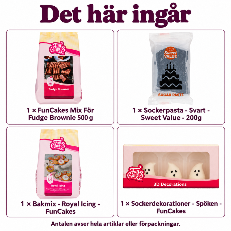 Det här ingår: Kyrkogårdsbrownies med små sockerpastastenar