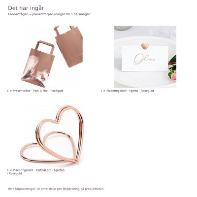 Fadderfrågan – presentförpackningar till 5 hälsningar – exakt innehåll och antal förpackningar