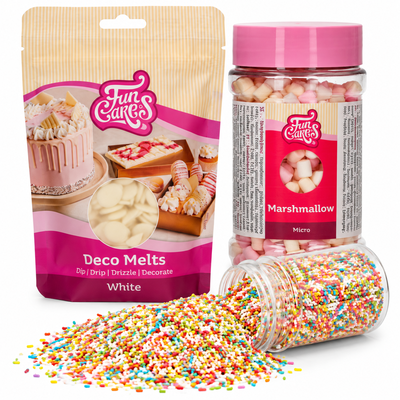 Vita marshmallowbon med krispigt vårströssel