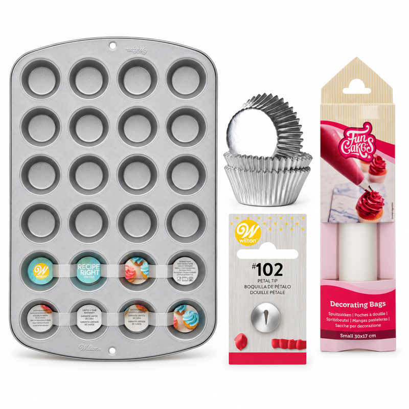 Produktöversikt: Minicupcakes med små kronblad – från plåt till sprits