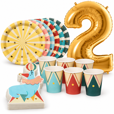 2-årskalas, Cirkus, kalaspaket, 6 gäster – samlat paketinnehåll