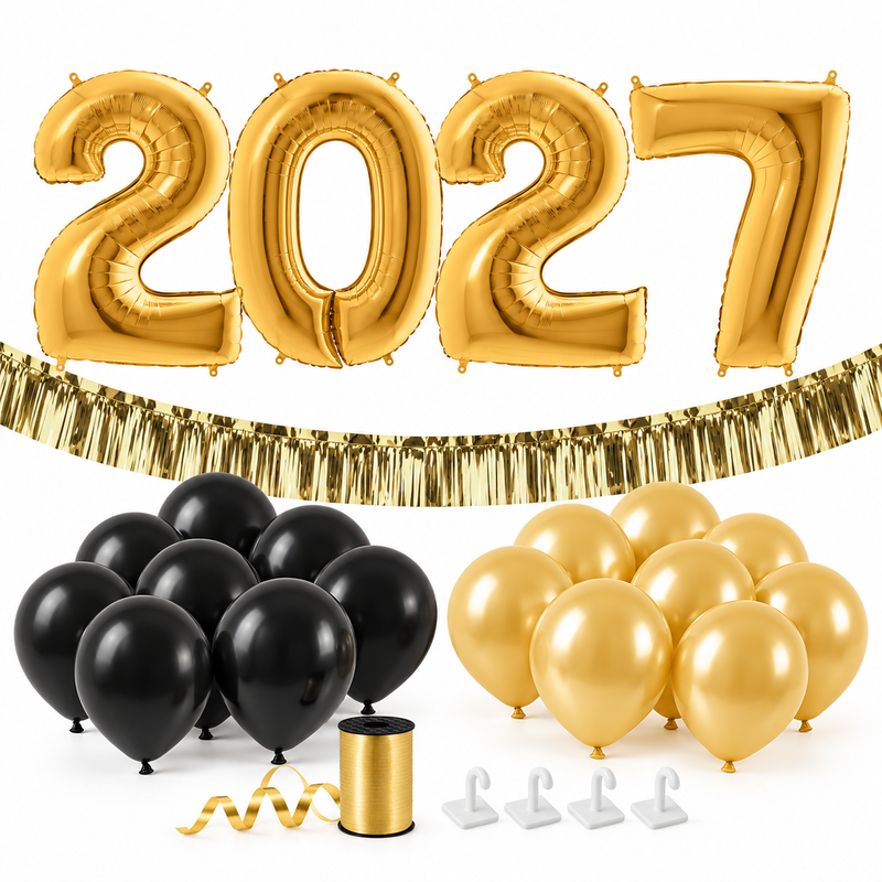 Nyår 2027 – årtalsvägg i guld – paketöversikt