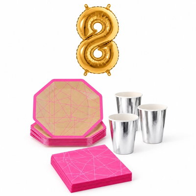 8-årskalas, Neonkalas, kalaspaket, 6 gäster – paketets produkter