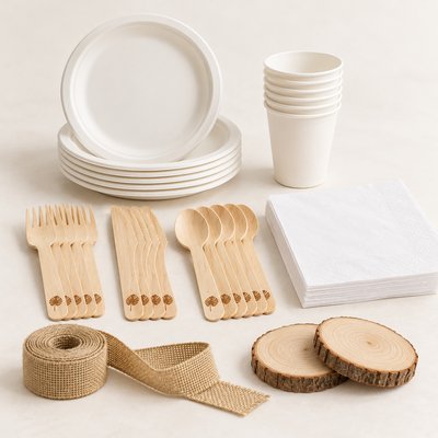 Naturpicknick för sex – sockerrör, trä och jute – produktöversikt